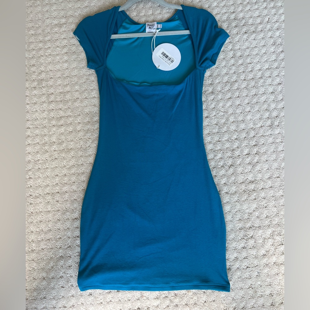 Princess Polly blue mini bodycon dress. Size 6